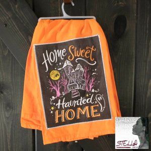 🎃 Designs by Kathy Haunted Home Dishtowel
